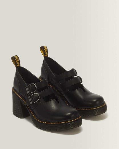 Eviee Sendal Leather Heeled Shoes — Black