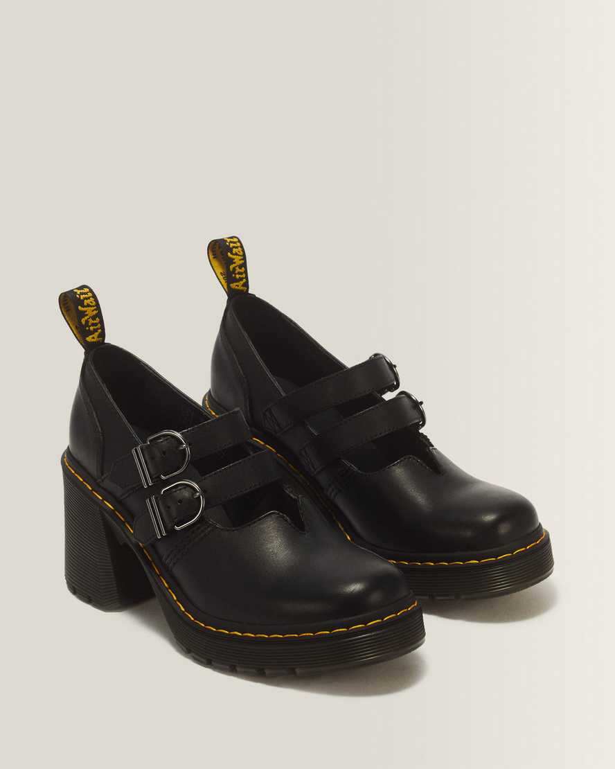 Eviee Sendal Leather Heeled Shoes — Black