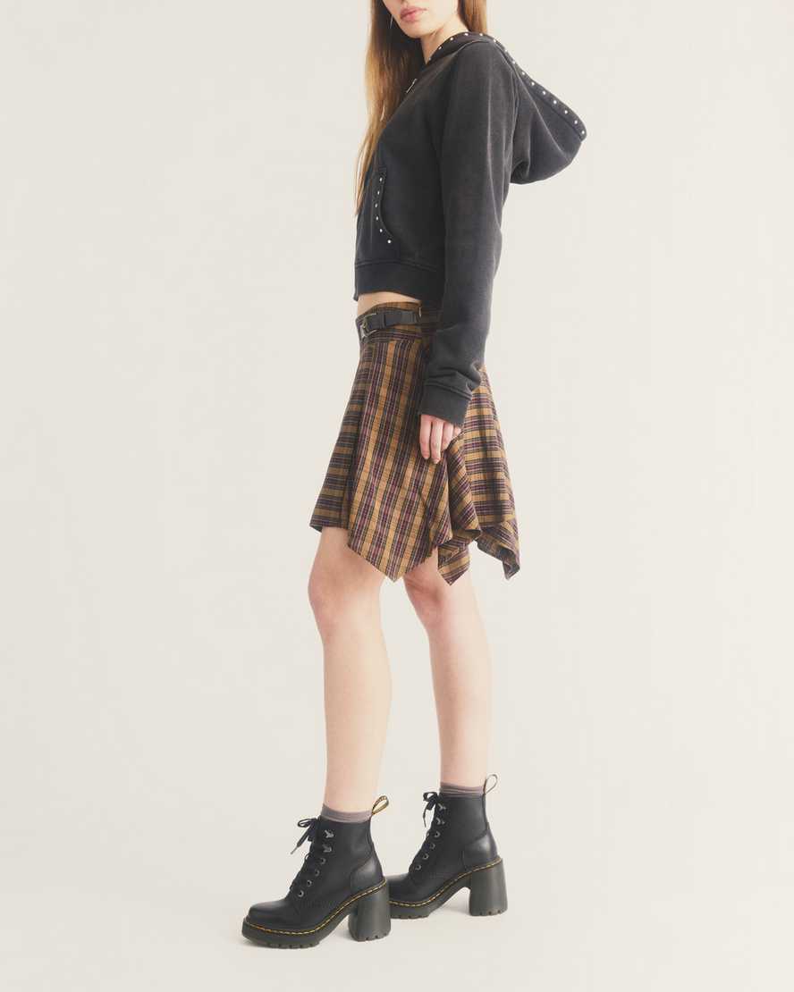 Jesy Sendal Leather Lace Up Flared Heel Boots — Black