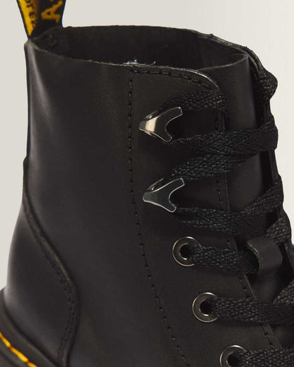 Jesy Sendal Leather Lace Up Flared Heel Boots — Black