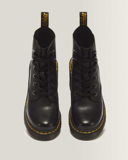 Jesy Sendal Leather Lace Up Flared Heel Boots — Black