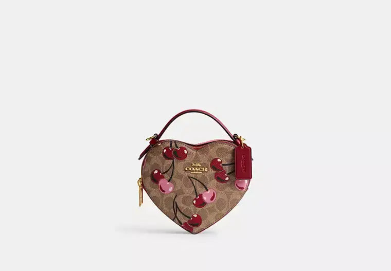 Coach Heart Crossbody Bag In Signature Canvas With Cherry Print - Bags | Shop From The Mirage