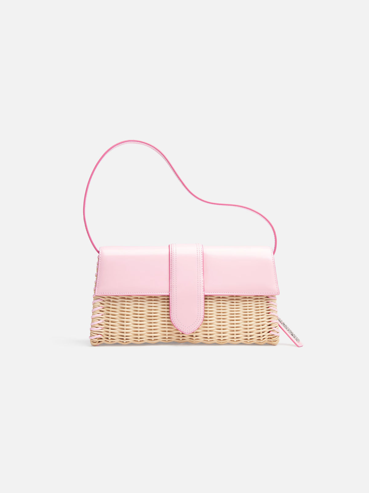 The long wicker Bambino Wicker flap bag.