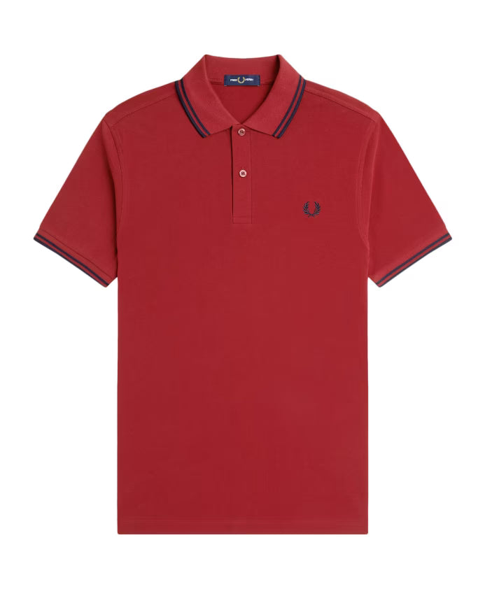 Fred Perry Striped Collar Polo Shirt with Iconic Embroidery