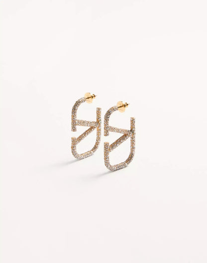 Signature Earrings In Metal And Swarovski Crystals.