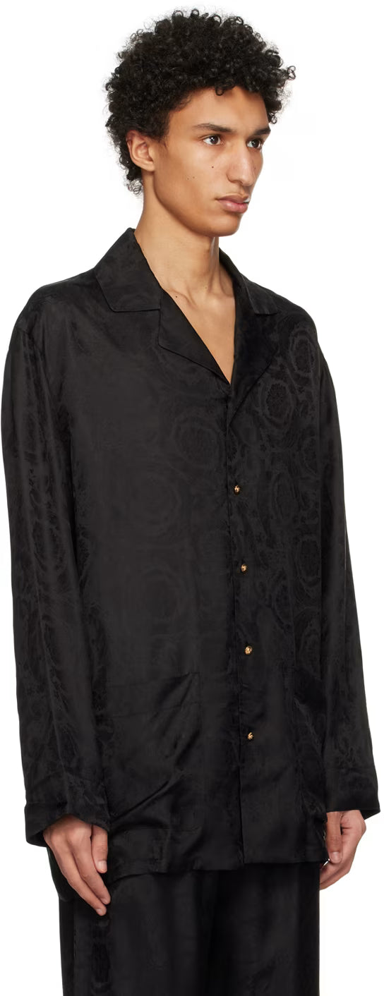 Versace Underwear Black Barocco Pyjama Shirt