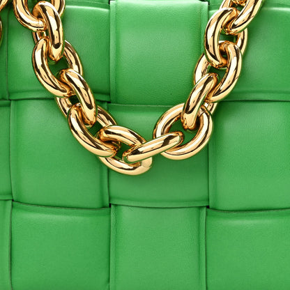Lambskin Maxi Intreccio Padded Chain Cassette Crossbody Bag Grass