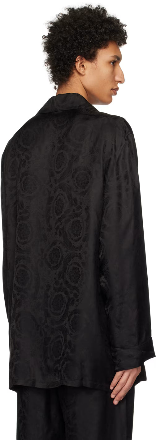Versace Underwear Black Barocco Pyjama Shirt
