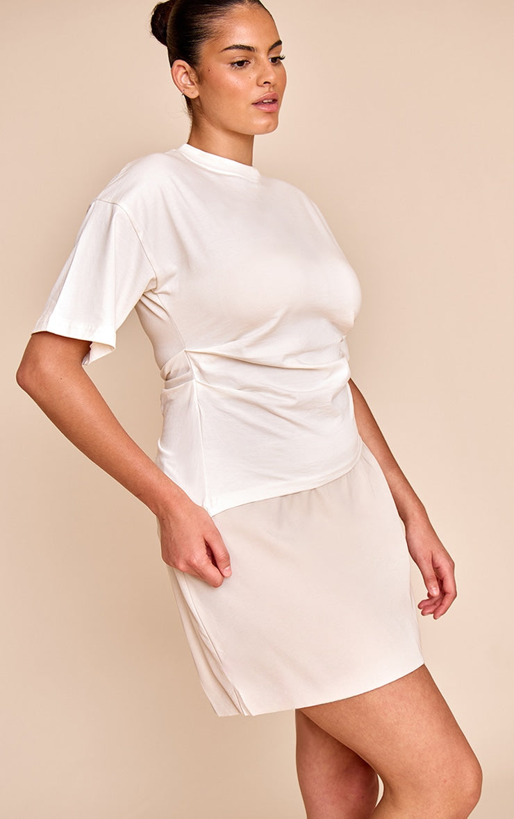 Plus Sand Woven A Line Mini Skirt