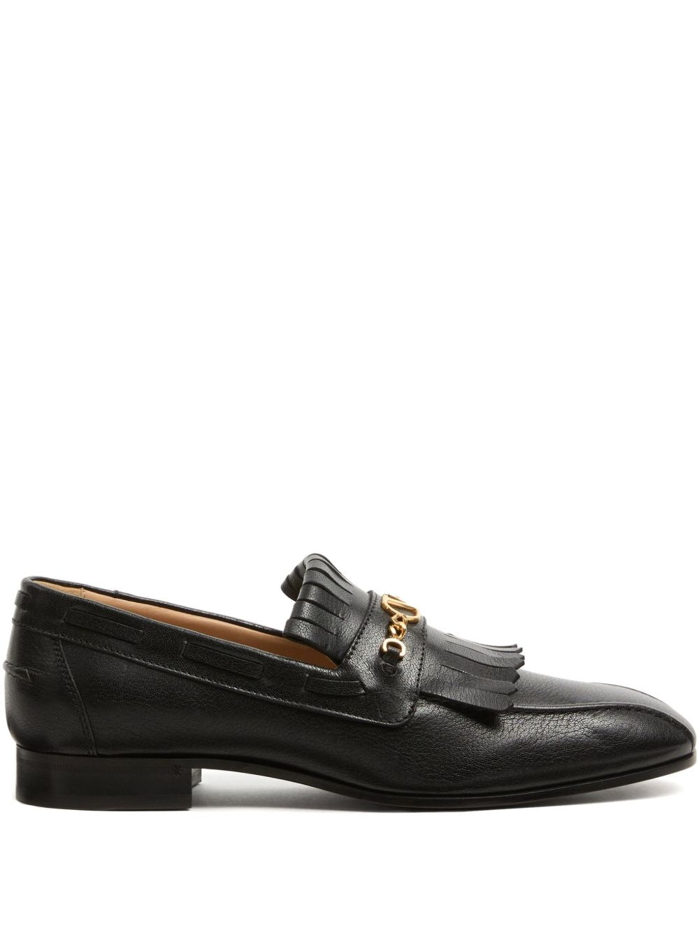 Valentino Garavani V-Logo Fringe Leather Loafers – Black