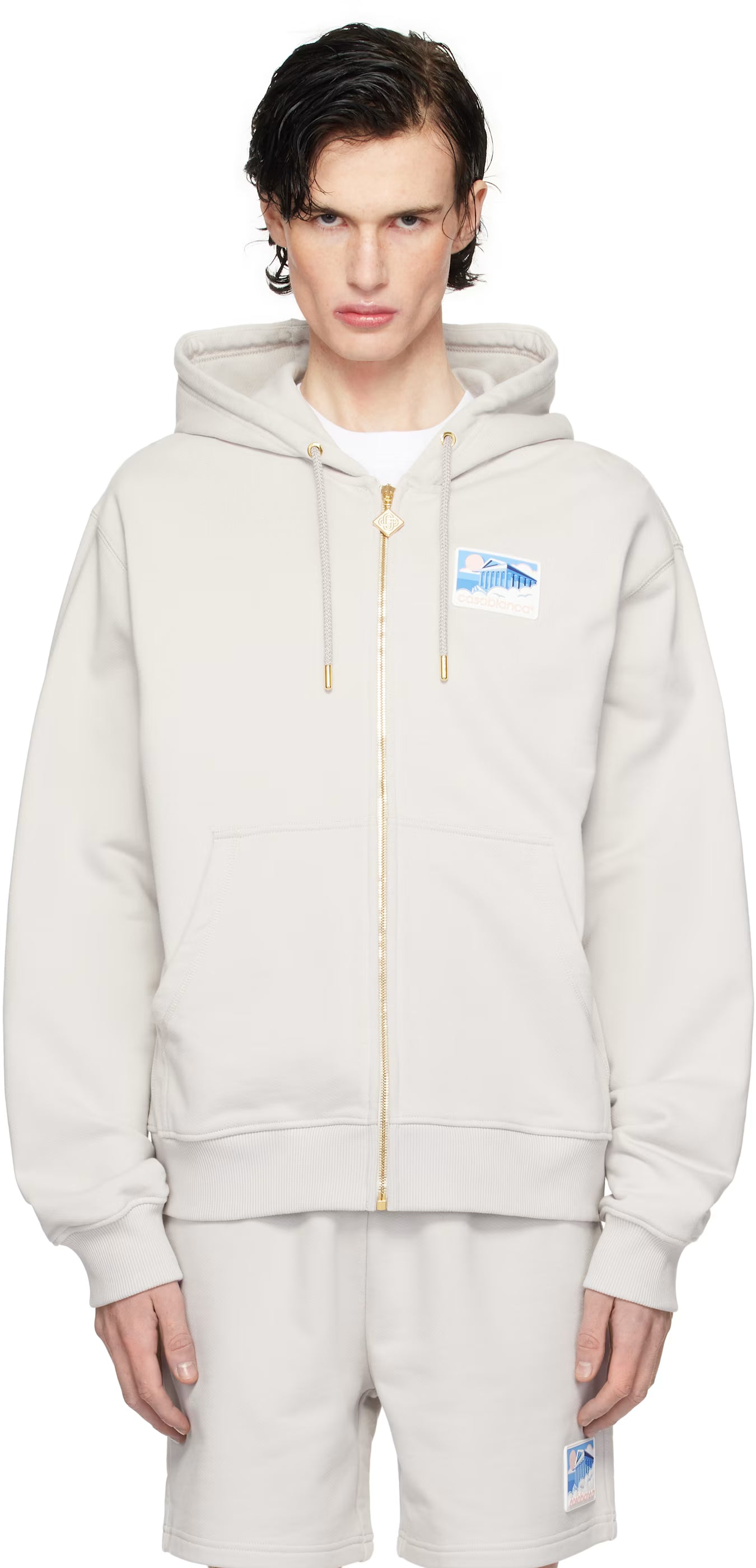 Gray Greek Temple Hoodie