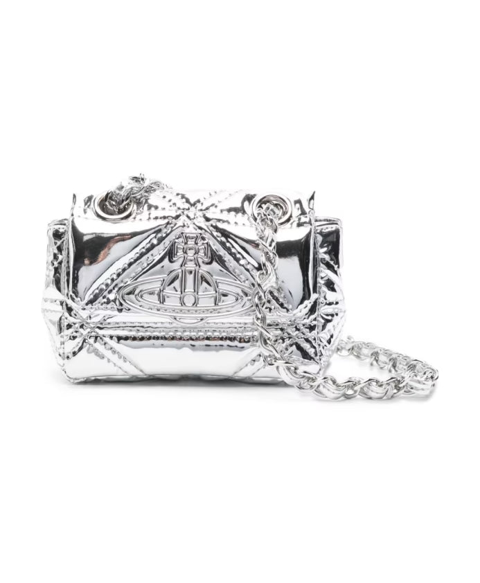 Harlequin Quilting Silver Chain Strap Bag