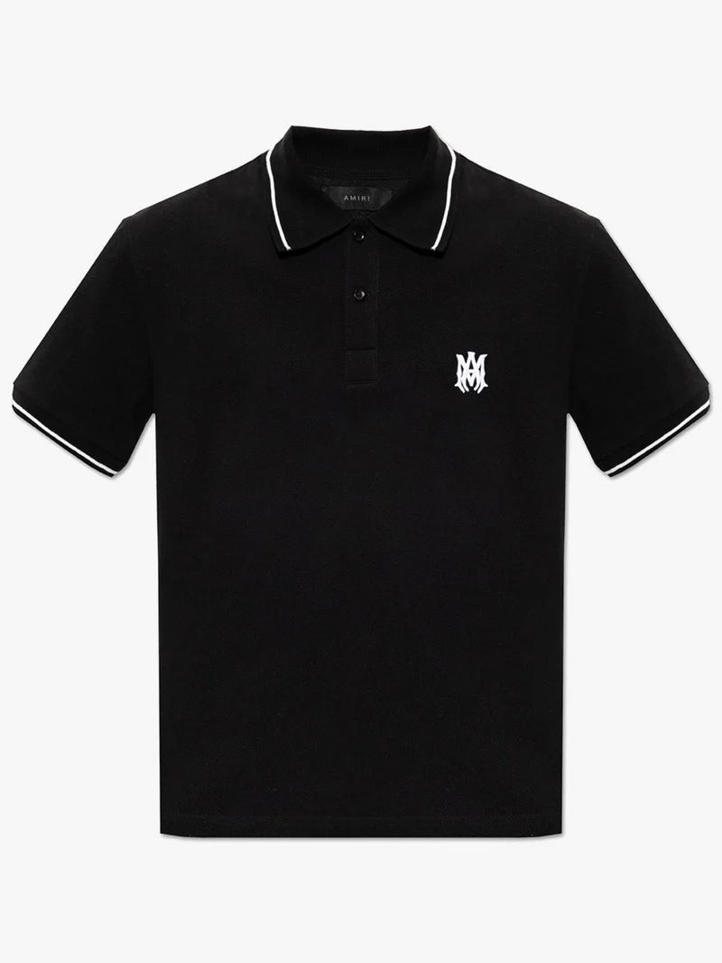 AMIRI SOLID SHORT SLEEVE MA LOGO POLO BLACK