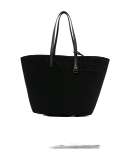 Black Leather Tote Bag with Logo