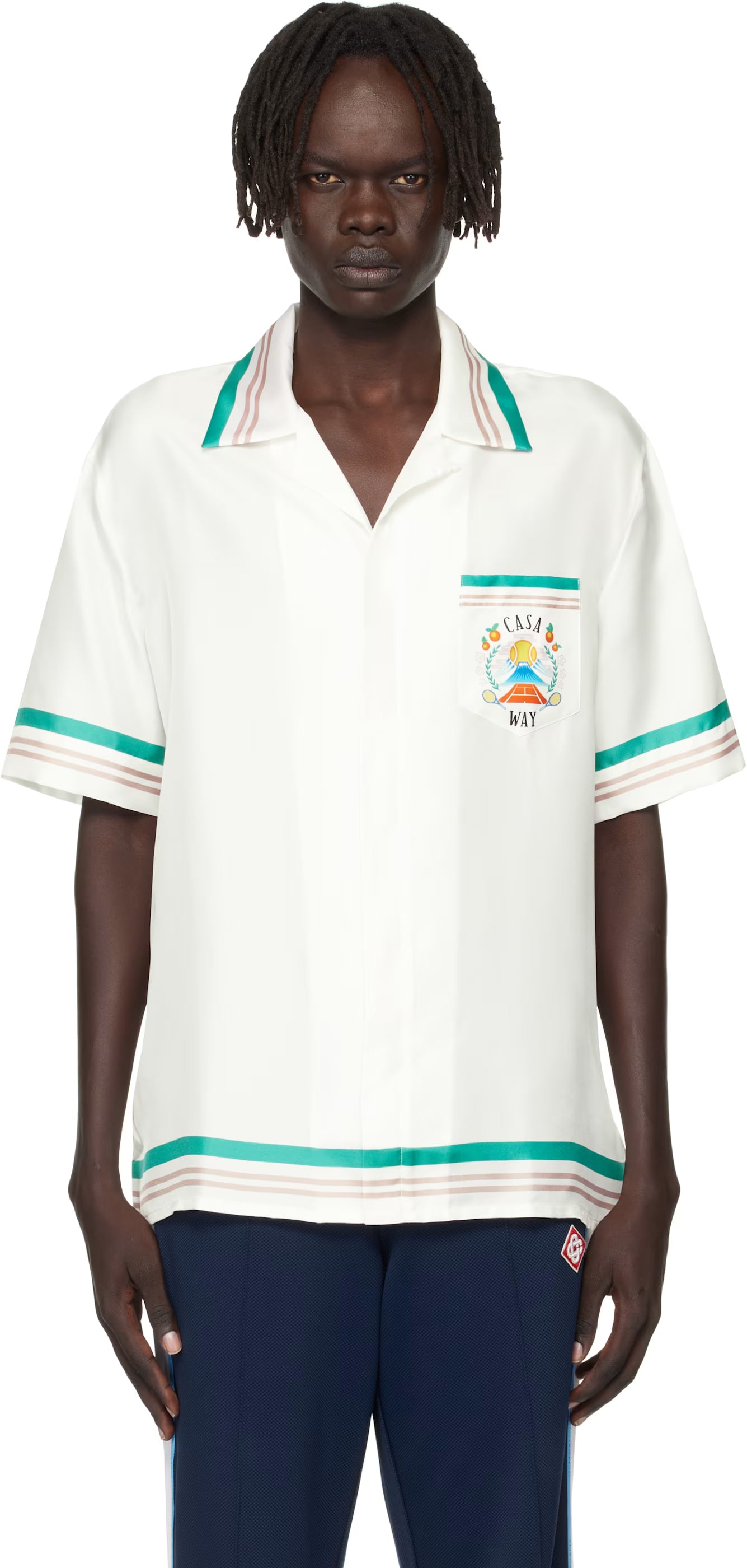 White Open Collar Short Sleeve Shirt