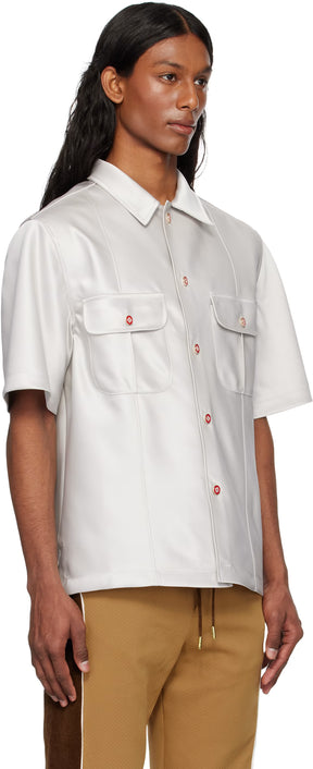 Gray Short Sleeve Satin Shirt