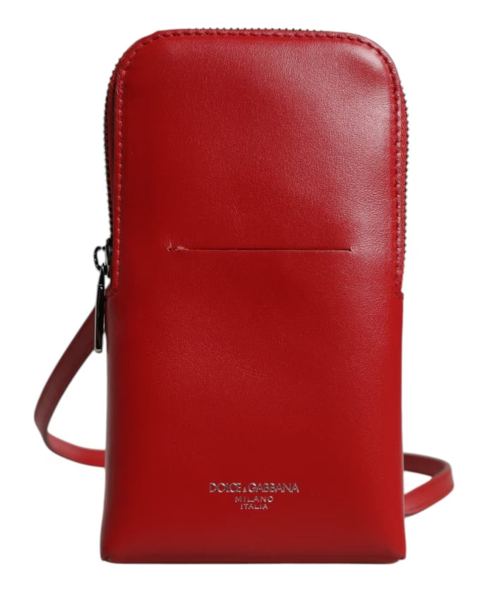 Red Leather Phone Crossbody Bag