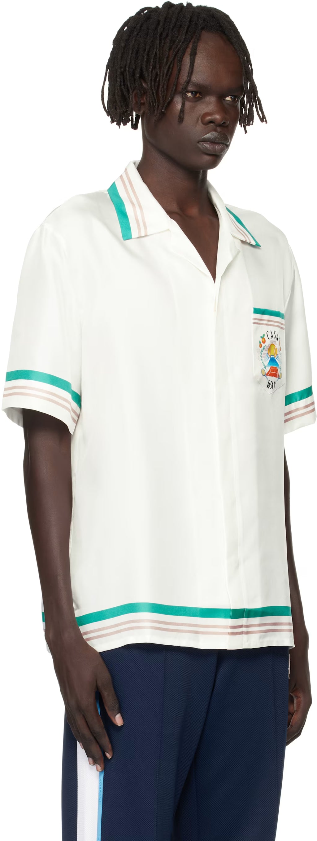 White Open Collar Short Sleeve Shirt