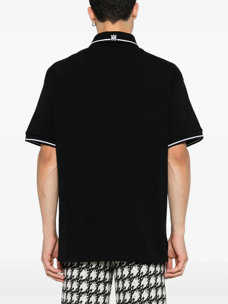 AMIRI SOLID SHORT SLEEVE MA LOGO POLO BLACK