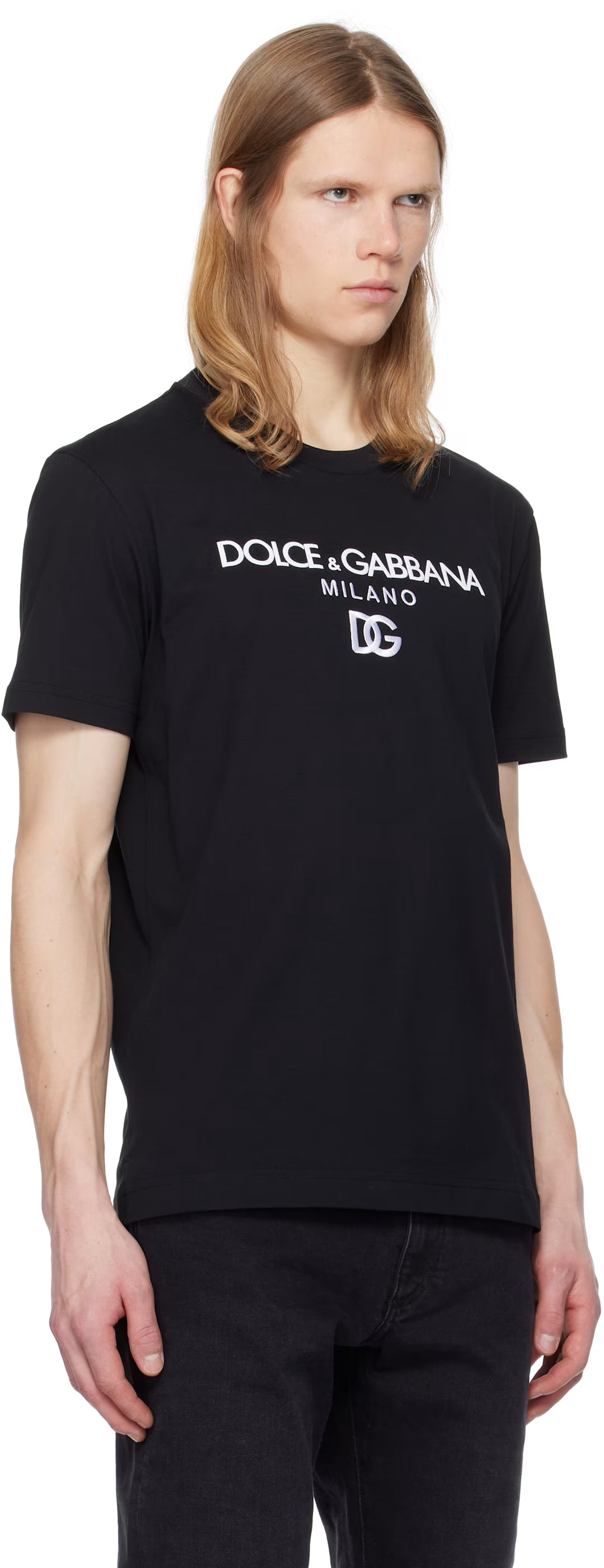 Dolce&Gabbana Black Cotton 'DG' Embroidery T-shirt