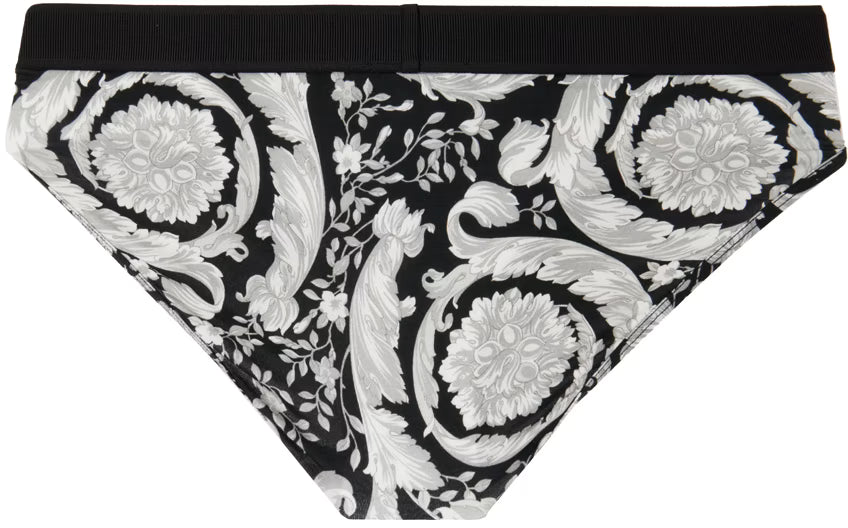 Versace Underwear Gray & Black Low-Rise Briefs