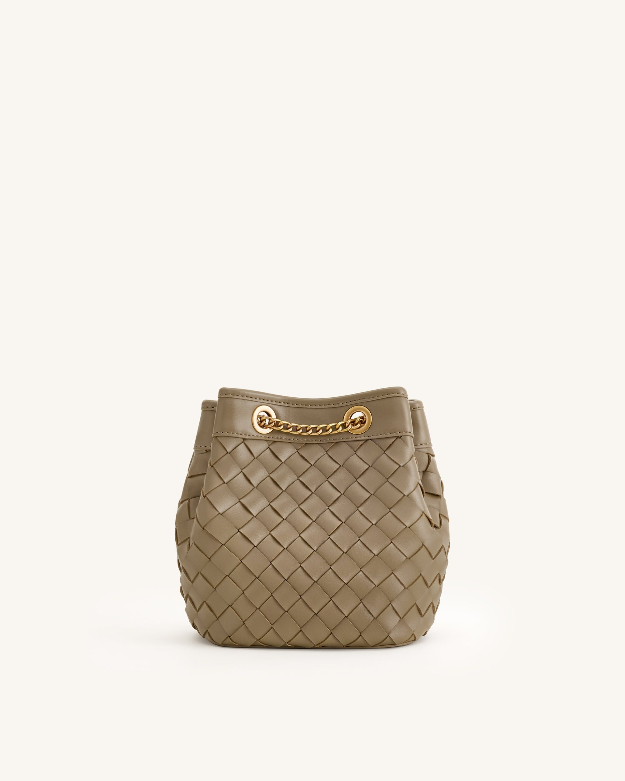 Yara Hand-Woven Bucket Bag - Taupe