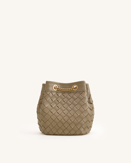 Yara Hand-Woven Bucket Bag - Taupe