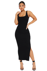 Meli Ribbed Maxi Dress - Black