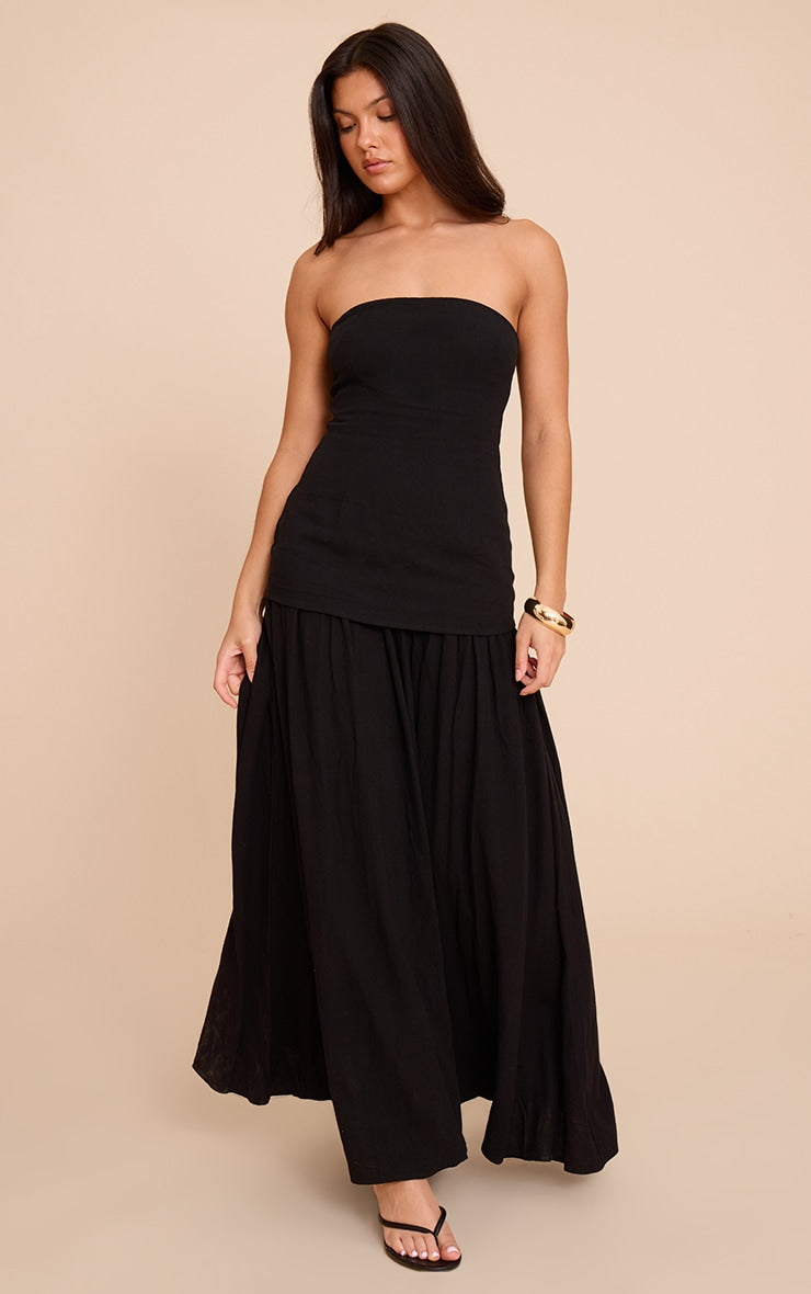 Black Bandeau Long Line Maxi Dress