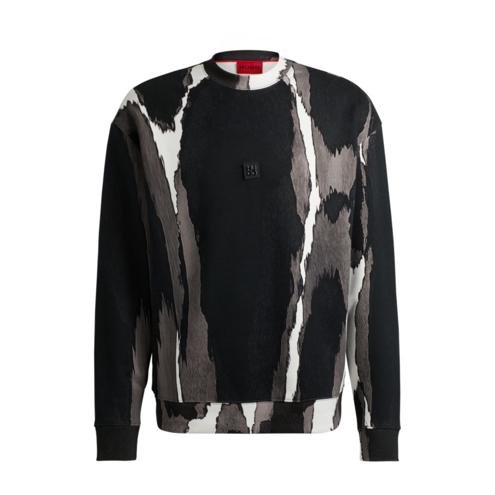 Hugo Boss cotton-terry sweatshirt with seasonal print and stacked logo - Size: S Sweatshirts | Shop From The Mirage