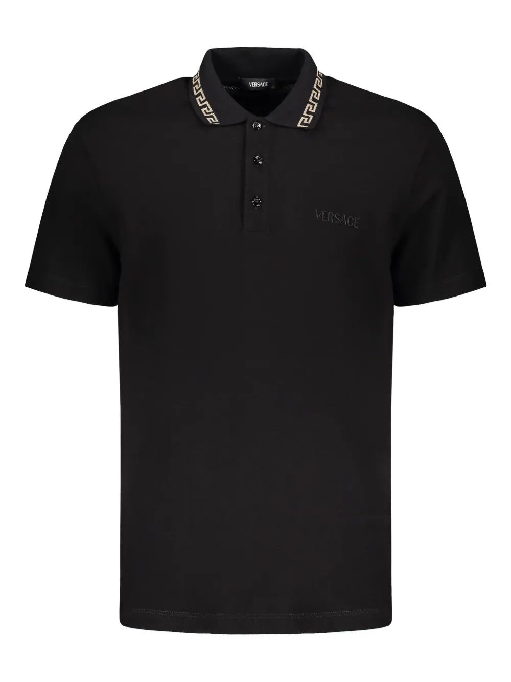 Versace Greca Collar Black Polo Shirt