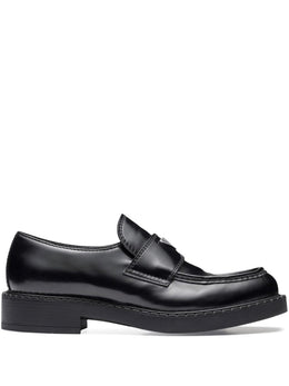 Prada Chocolate brushed-leather loafers