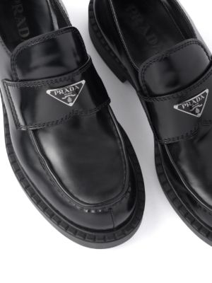 Prada Chocolate brushed-leather loafers