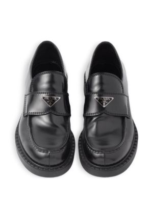 Prada Chocolate brushed-leather loafers