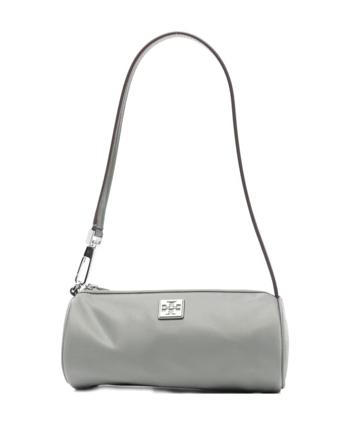 Grey Nylon Shoulder Bag with Zipper