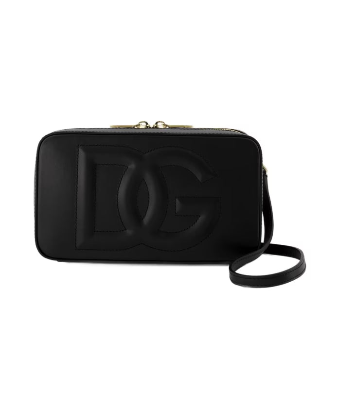 Logo Camera Crossbody Bag - Black Leather