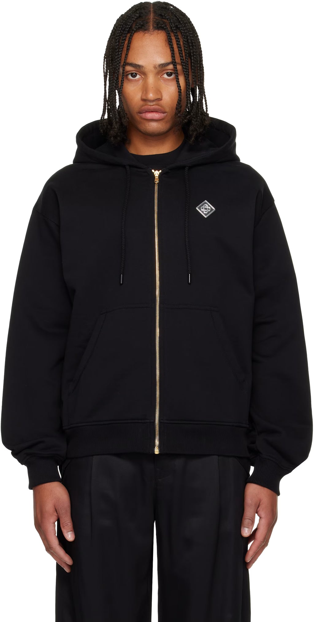 Black 'Casa' Chrome Full Zip Hoodie