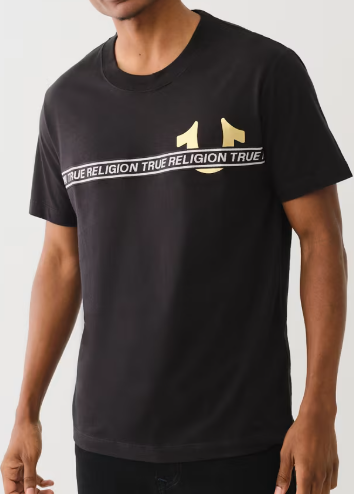 METALLIC LOGO TAPING TEE