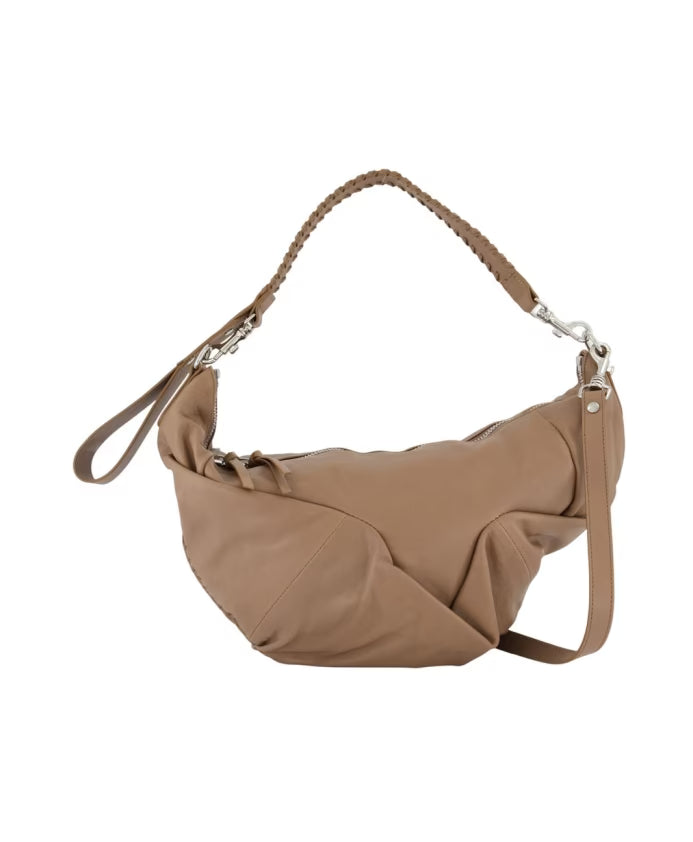 Grey Leather Shoulder Bag - Quilted Lambskin