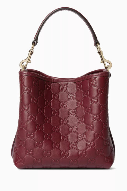 Small GG Emblem Bucket Bag in Leather