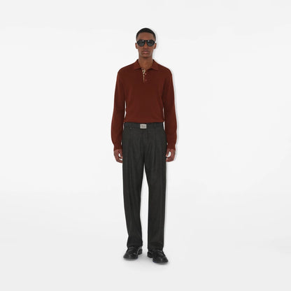 Long-sleeve Wool Polo Shirt