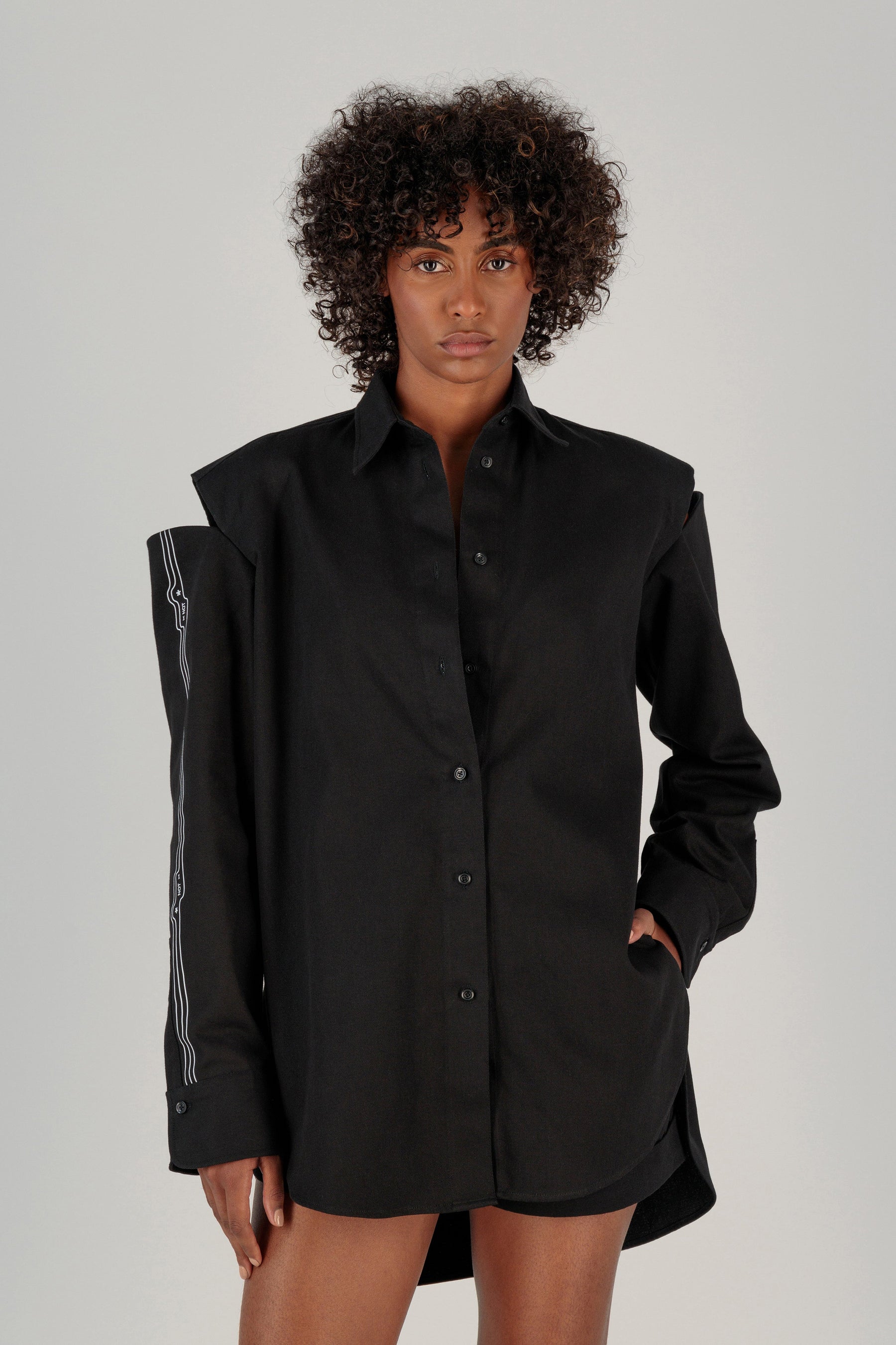 TWILL SHOULDER CUTOUT SHIRT