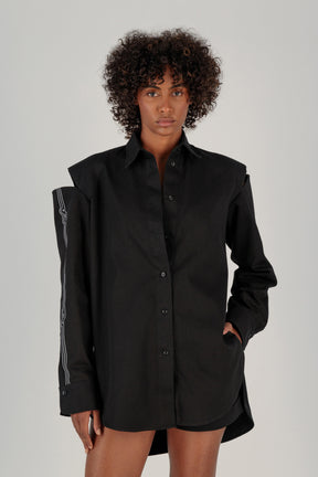 TWILL SHOULDER CUTOUT SHIRT
