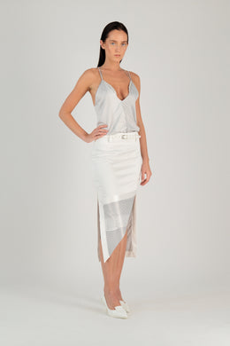 STRIPED X-BACK SATIN V CAMI