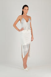 STRIPED X-BACK SATIN V CAMI