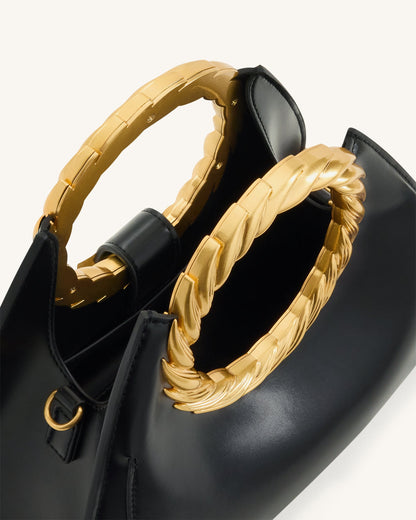 Amiya Leaf Handle Sculpture Bag - Wine Red