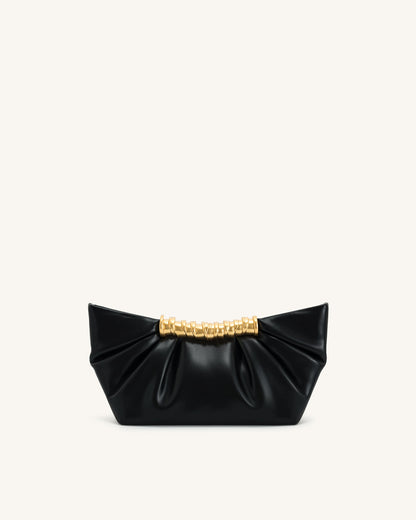 Leia Pleated Clutch - Dark Brown