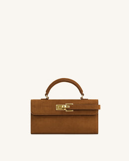 Keyla Faux Suede Top Handle Bag - Brown
