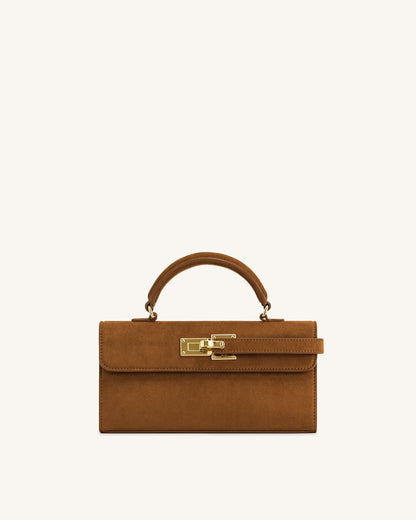 Keyla Faux Suede Top Handle Bag - Brown