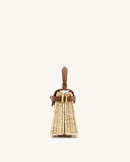 Elise Natural Rattan Weaving Handbag - Brown Rattan